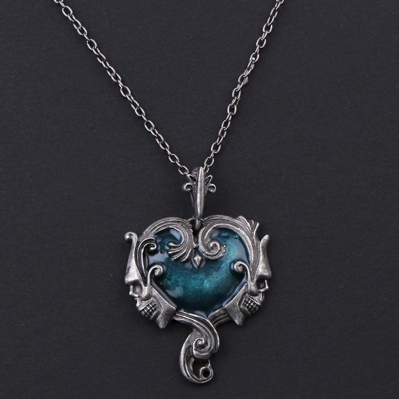 Gothic Skull Statement Necklace With Blue Stone from Zapps Clothing