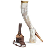 Curved Drinking Horn Bundle with Stand & Holster from Norse Tradesman