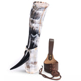 Curved Drinking Horn Bundle with Stand & Holster from Norse Tradesman