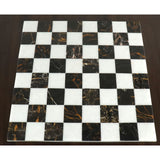 Borderless Marble Stone Luxury Chess Board 18''  -  Black and White Marble Stone From Royal Chess Mall