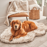 PupRug by Paw.com™ Faux Fur Orthopedic Dog Bed - Curve White with Brown Accents from Paw.com