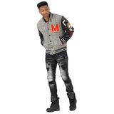 M4315 Vercelli Plaid Varsity Jacket - Black From Makobi Jeans USA