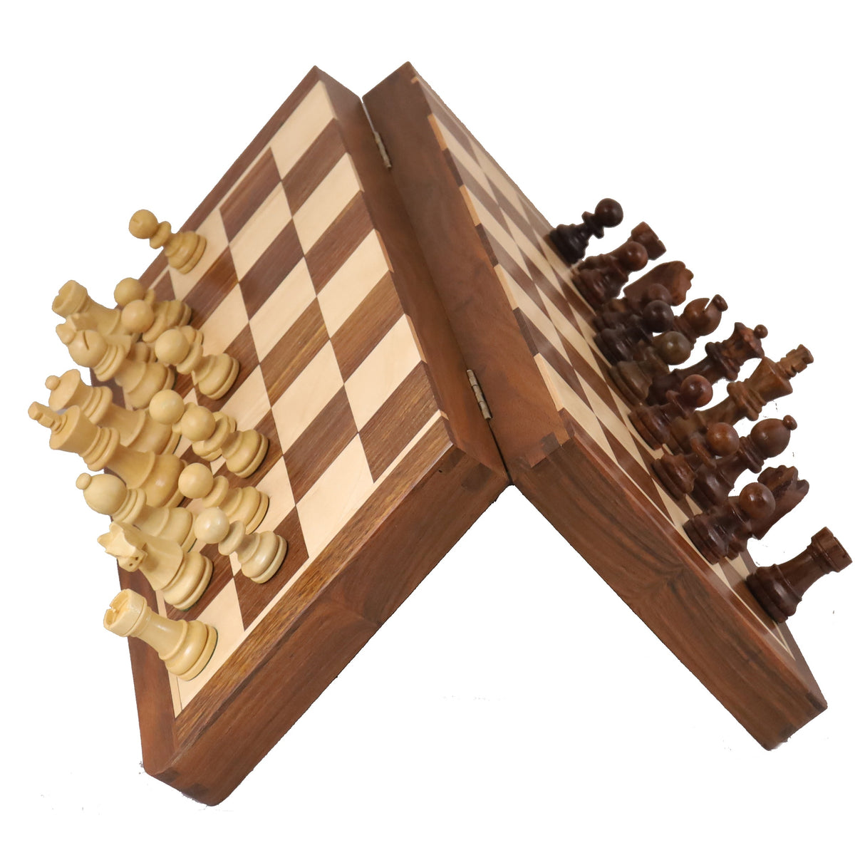 Large 14" Golden Rosewood & Maple Wooden Inlaid Magnetic Chess Set Board for  From Royal Chess Mall