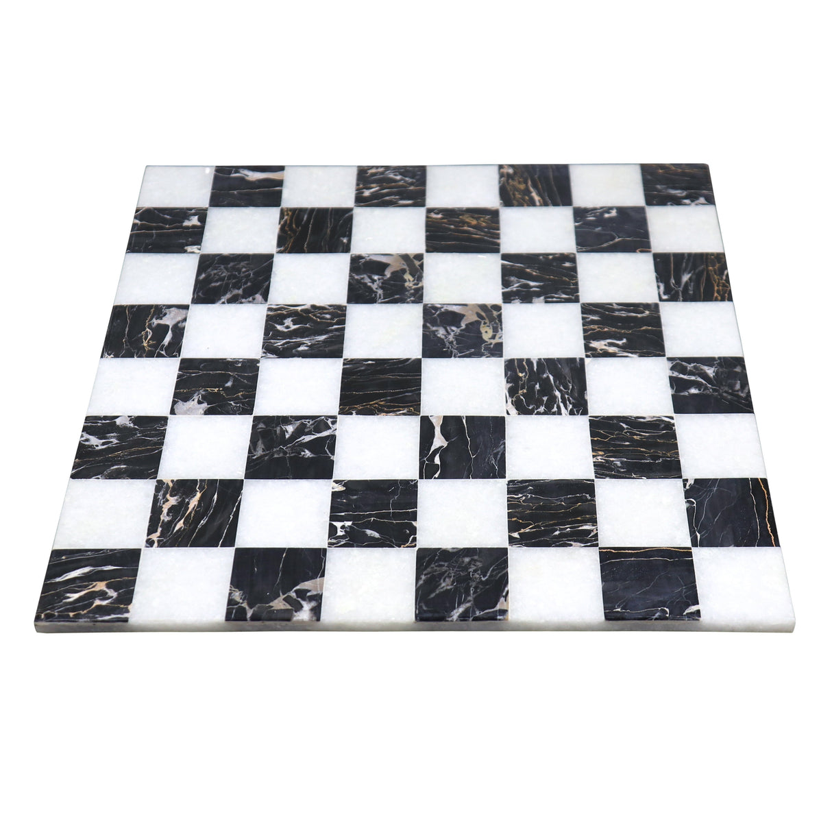 Borderless Marble Stone Luxury Chess Board 15''  -  Black and White stone From Royal Chess Mall