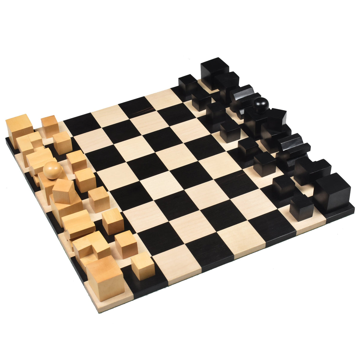 Bauhaus 1923 Combo Chess Set - Ebonised Boxwood Chess Pieces + Ebony Chess Board From Royal Chess Mall