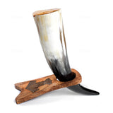 Curved Drinking Horn with Wooden Stand from Norse Tradesman