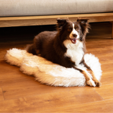 PupRug by Paw.com™ Faux Fur Orthopedic Dog Bed - Curve White with Brown Accents from Paw.com