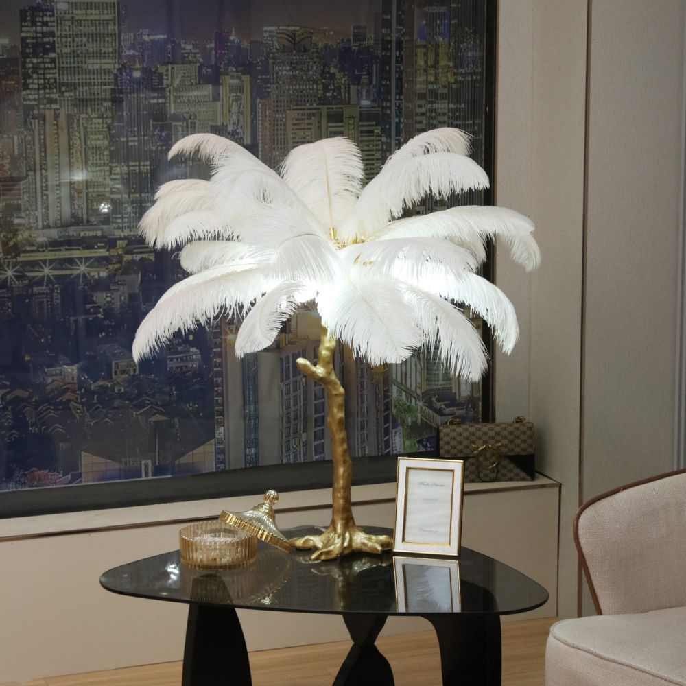 Ostrich Feather Table Lamp from Moderny