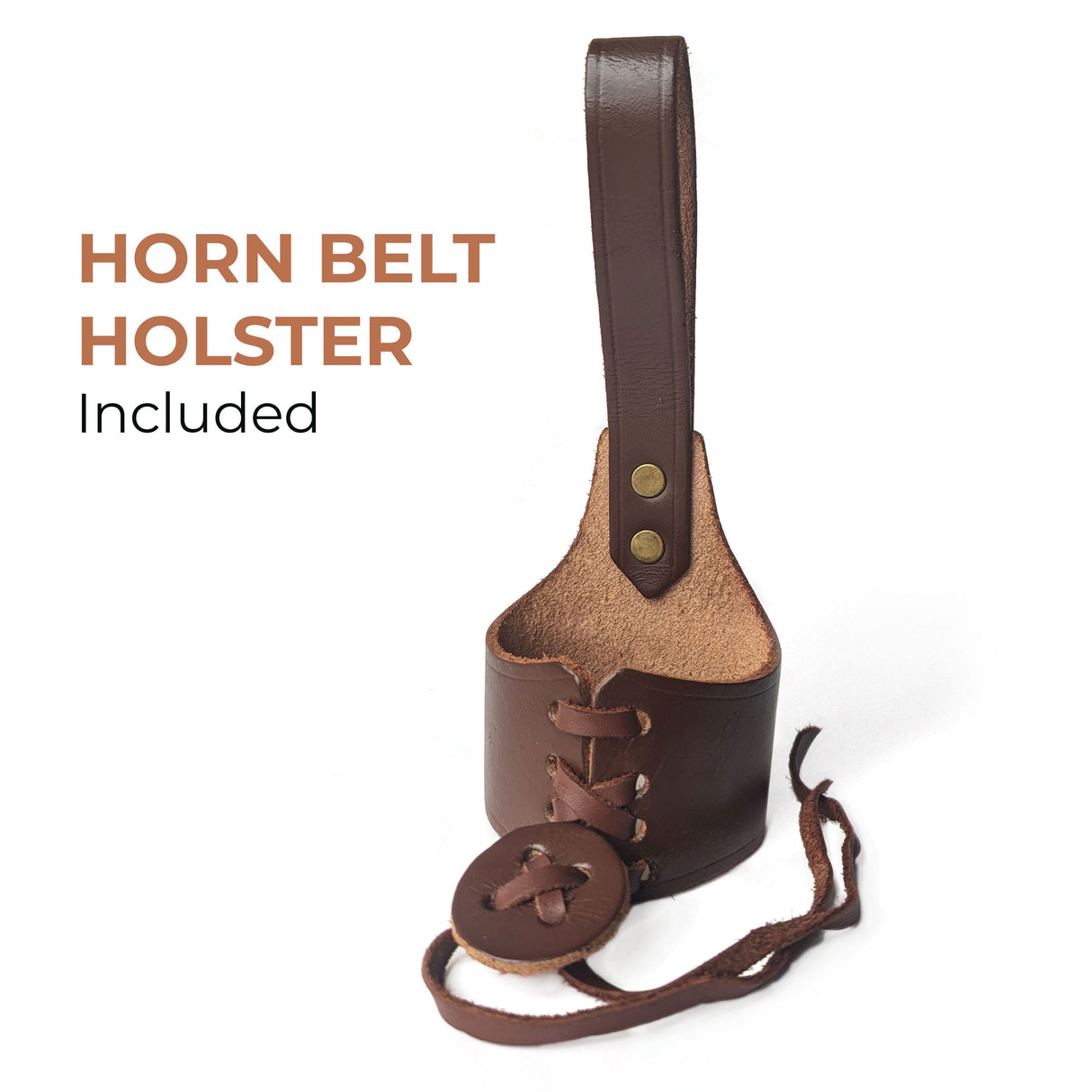 Curved Drinking Horn Bundle with Stand & Holster from Norse Tradesman