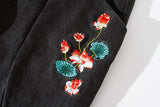 Flowers of Peace Embroidery Joggers  From Niepce Inc