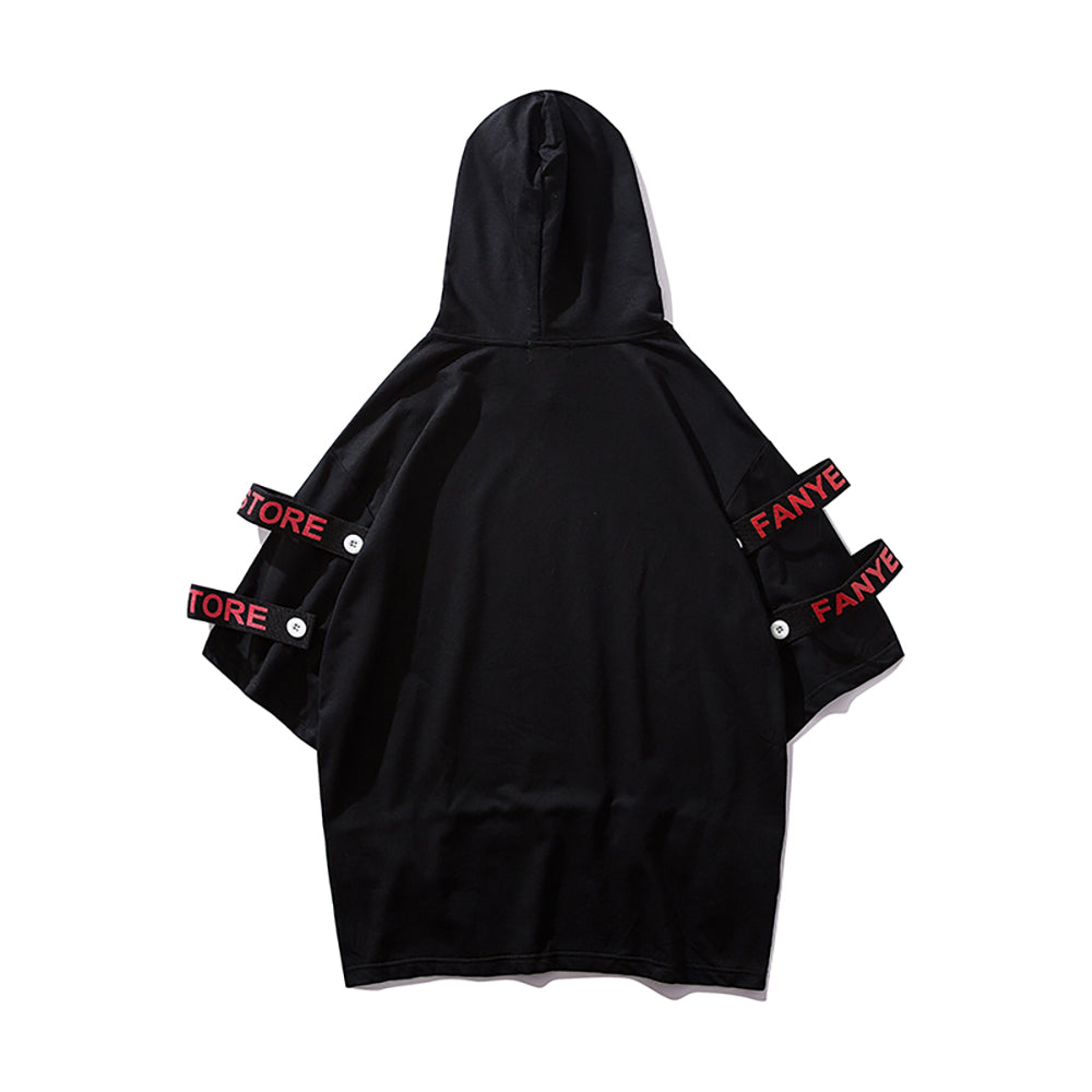 Black Solo Movement Short Sleeves Hoodie from Niepce Inc