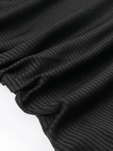 Beach Babe Black Ribbed Knit One Piece Swimsuit with Adjustable Straps from MsDressly