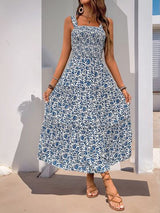 Perfee Frill Printed Square Neck Midi Cami Dress from Enfance-Heureuse
