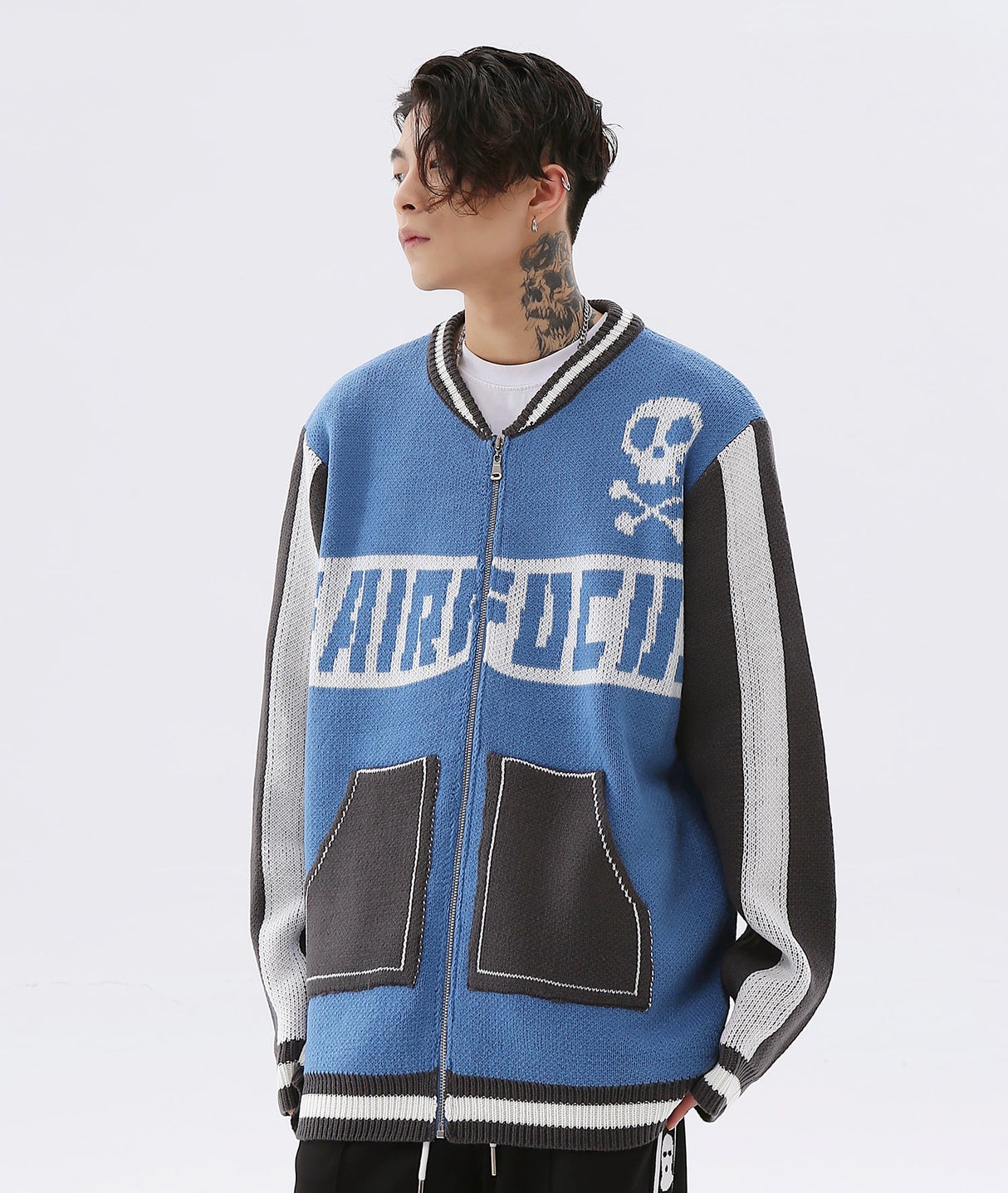 Easy Skull Knit Bomber Jacket from Niepce Inc