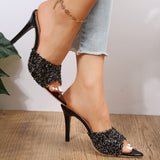 Sequin Point Toe Mid Heel Sandals from My Pampered Life Seattle