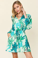 Double Take Full Size Floral Long Sleeve Romper with Pockets from Enfance-Heureuse