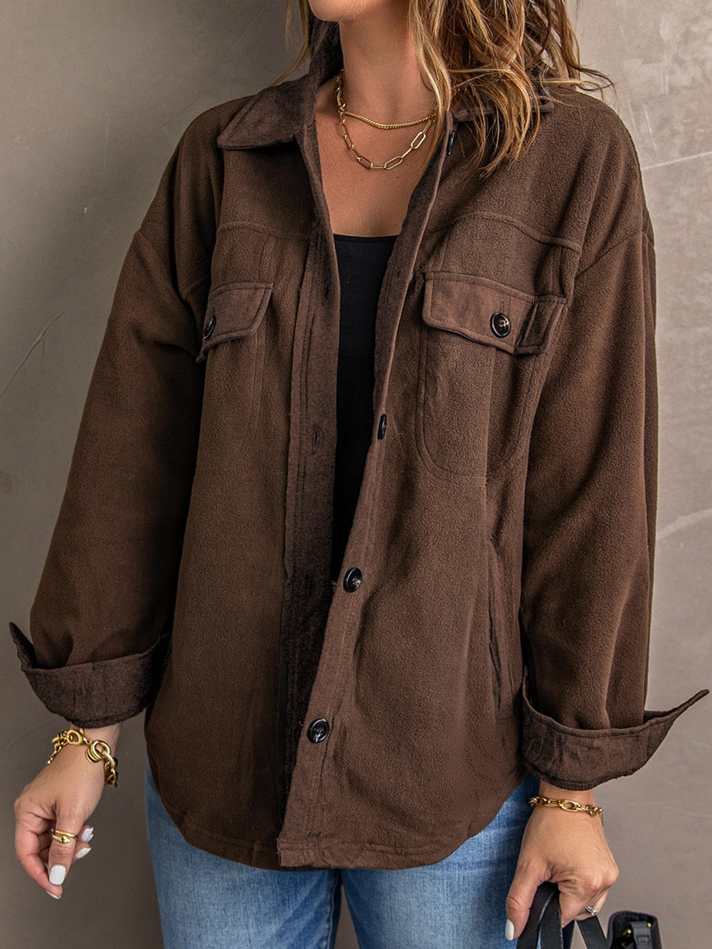 Autumn Brown Fleece Jacket from MsDressly