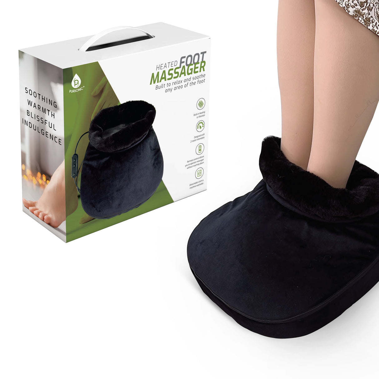 Heated Foot Massager with Remote Control, Folding Design, and Dual Motor Intensities from Pursonic