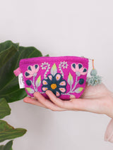 Sunset Floral Embroidered Coin Purse from Ash & Rose