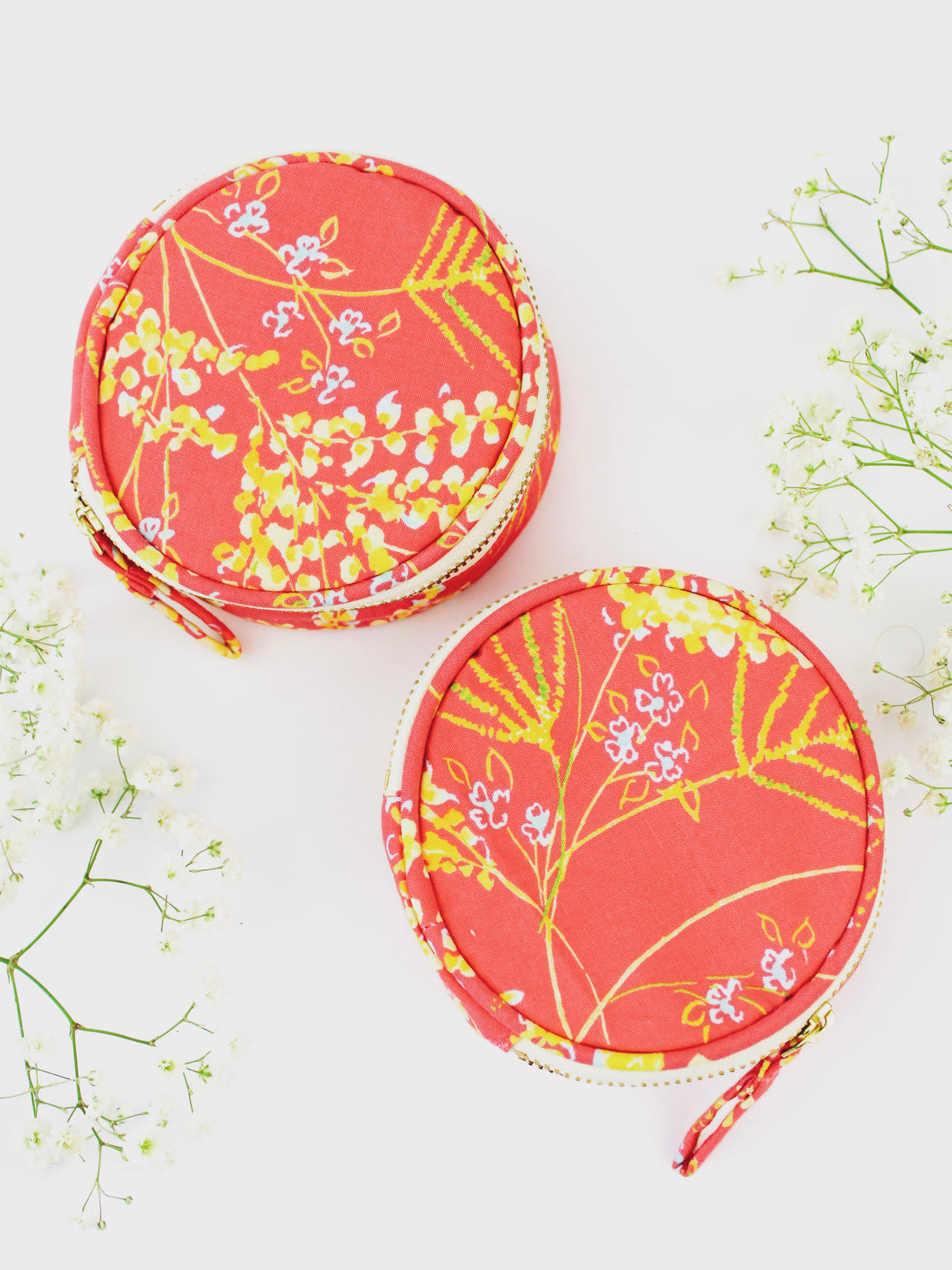 Coral Meadow Flowers Jewelry Pouch from Ash & Rose