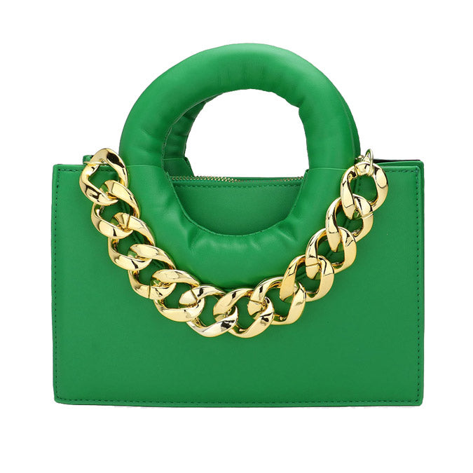 2-in-1 Faux Leather Solid Thick Chain Tote Crossbody Bag Set  from Madeline Love