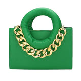 2-in-1 Faux Leather Solid Thick Chain Tote Crossbody Bag Set  from Madeline Love
