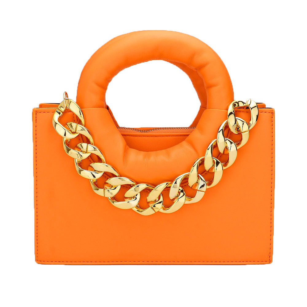 2-in-1 Faux Leather Solid Thick Chain Tote Crossbody Bag Set  from Madeline Love