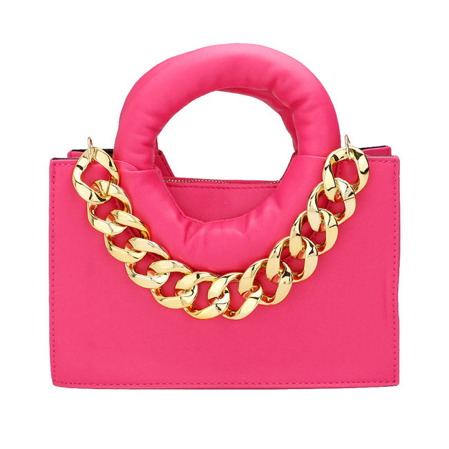 2-in-1 Faux Leather Solid Thick Chain Tote Crossbody Bag Set  from Madeline Love