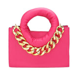 2-in-1 Faux Leather Solid Thick Chain Tote Crossbody Bag Set  from Madeline Love