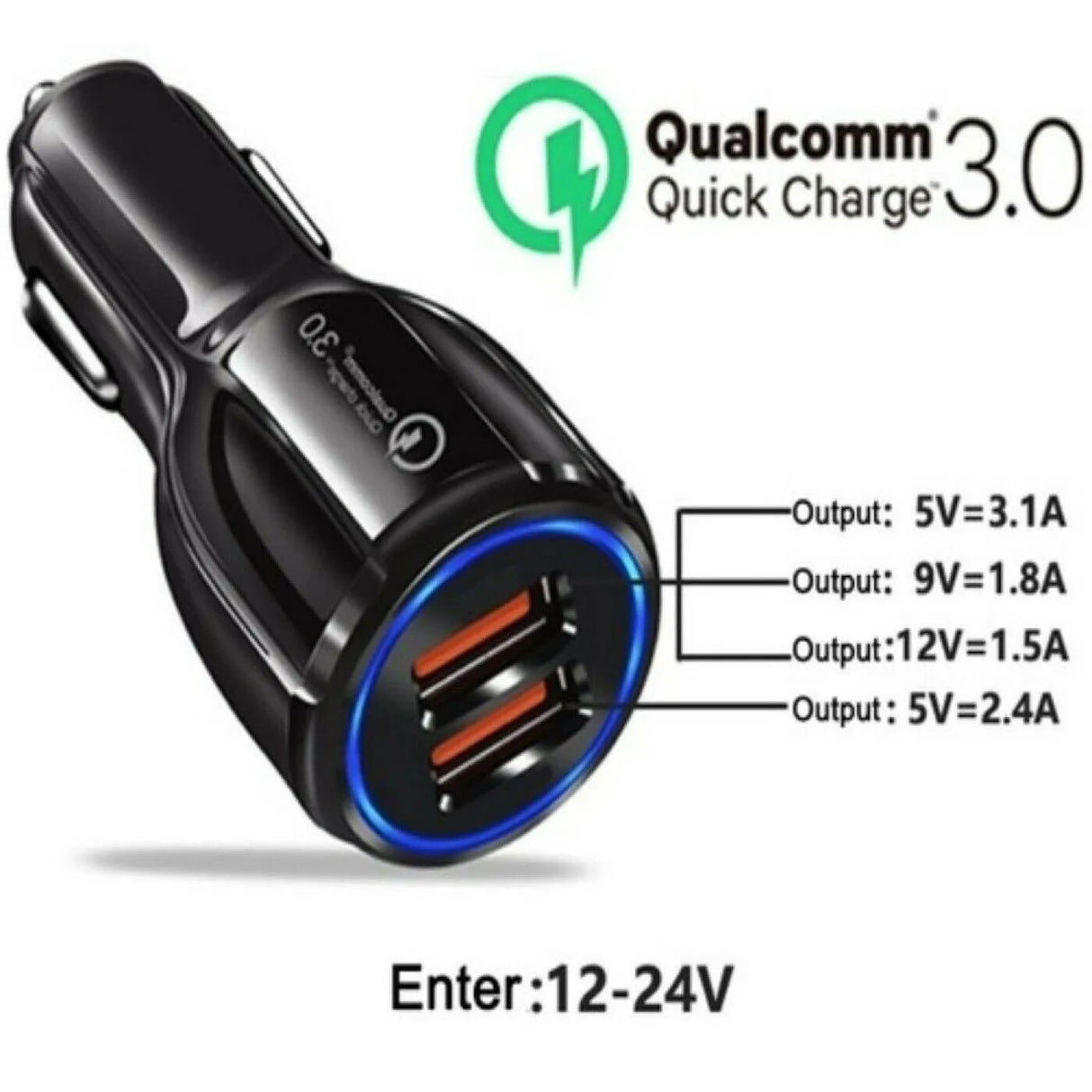 2 Pack 2 Port USB Fast Car Charger Adapter For Devices Black from PremiumBrandGoods