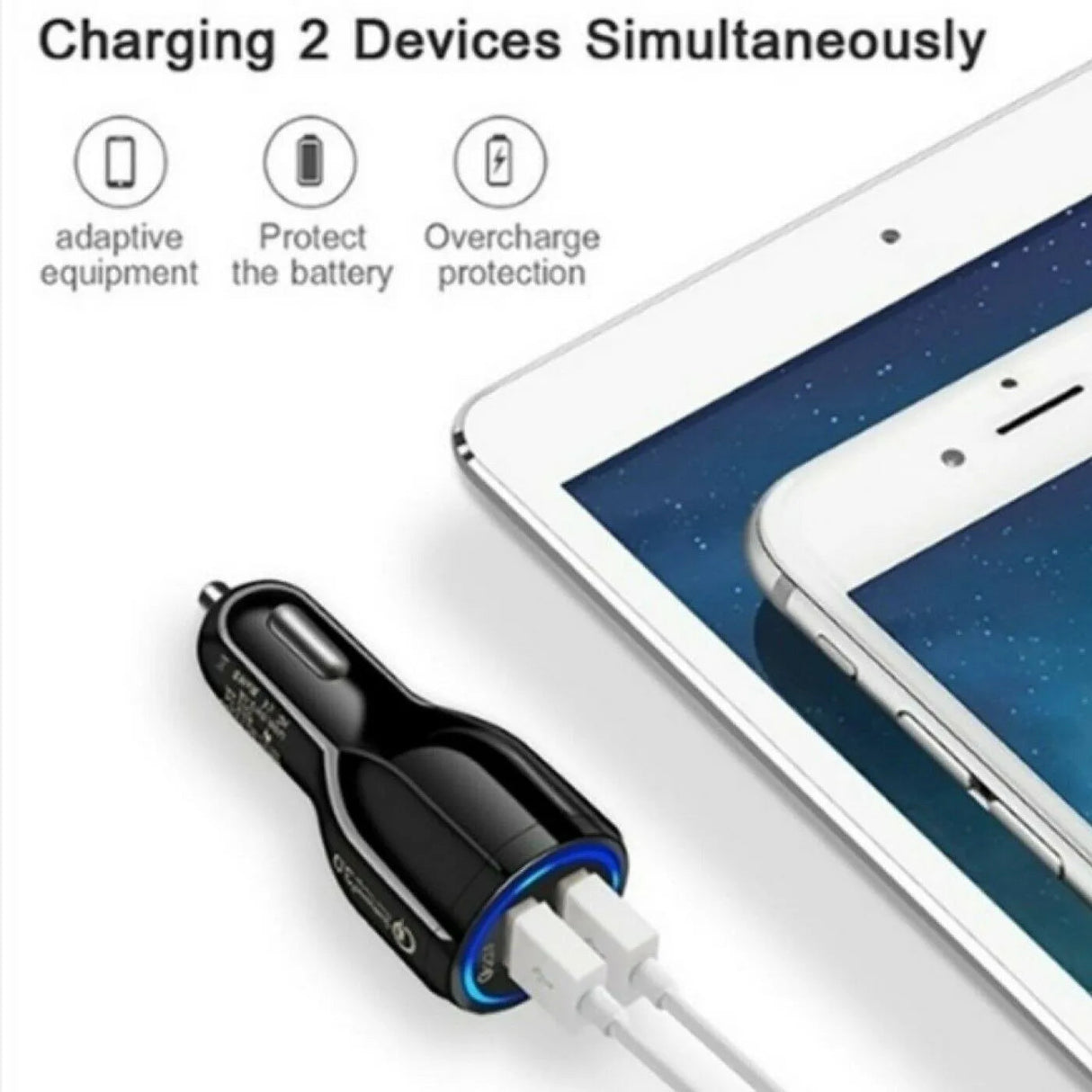 2 Pack 2 Port USB Fast Car Charger Adapter For Devices Black from PremiumBrandGoods