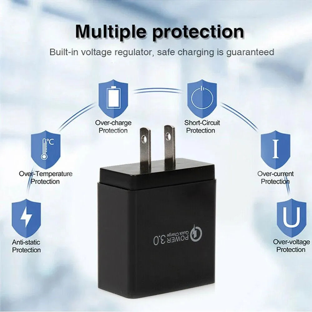 2 Pack! 3 Port LED Fast Quick Charge QC 3.0 USB Hub Display Wall Charger Adapter US Plug from PremiumBrandGoods