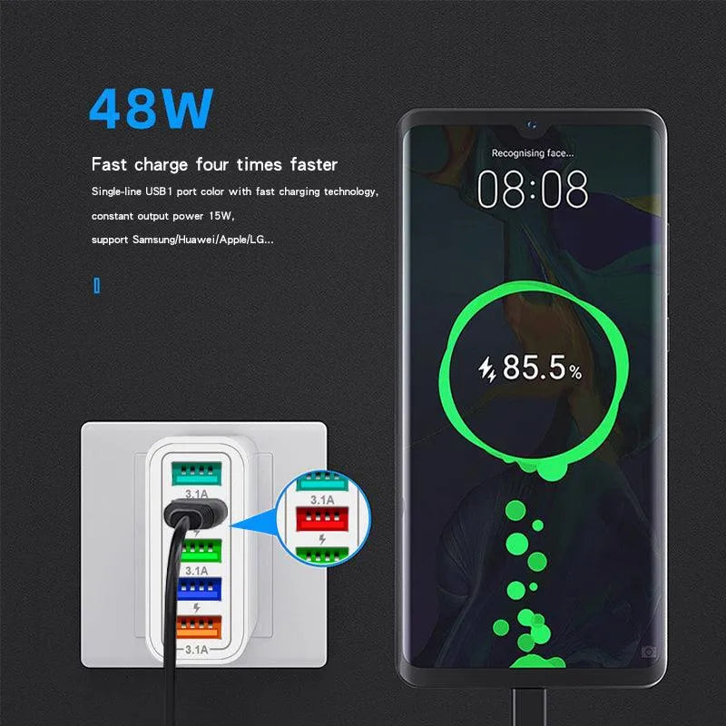 2 Pack of 5 Port Wall Charger Charge 5 Devices at Once! from PremiumBrandGoods