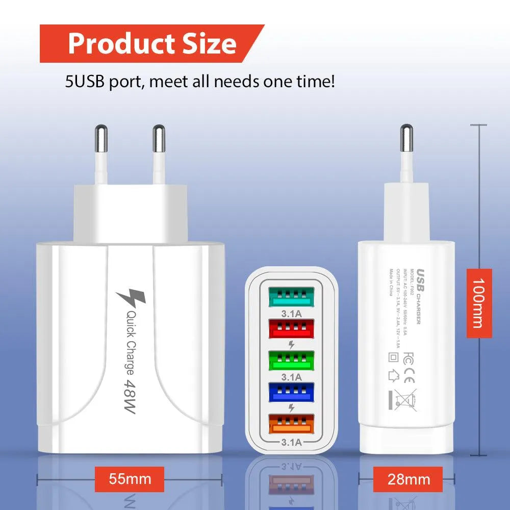 2 Pack of 5 Port Wall Charger Charge 5 Devices at Once! from PremiumBrandGoods