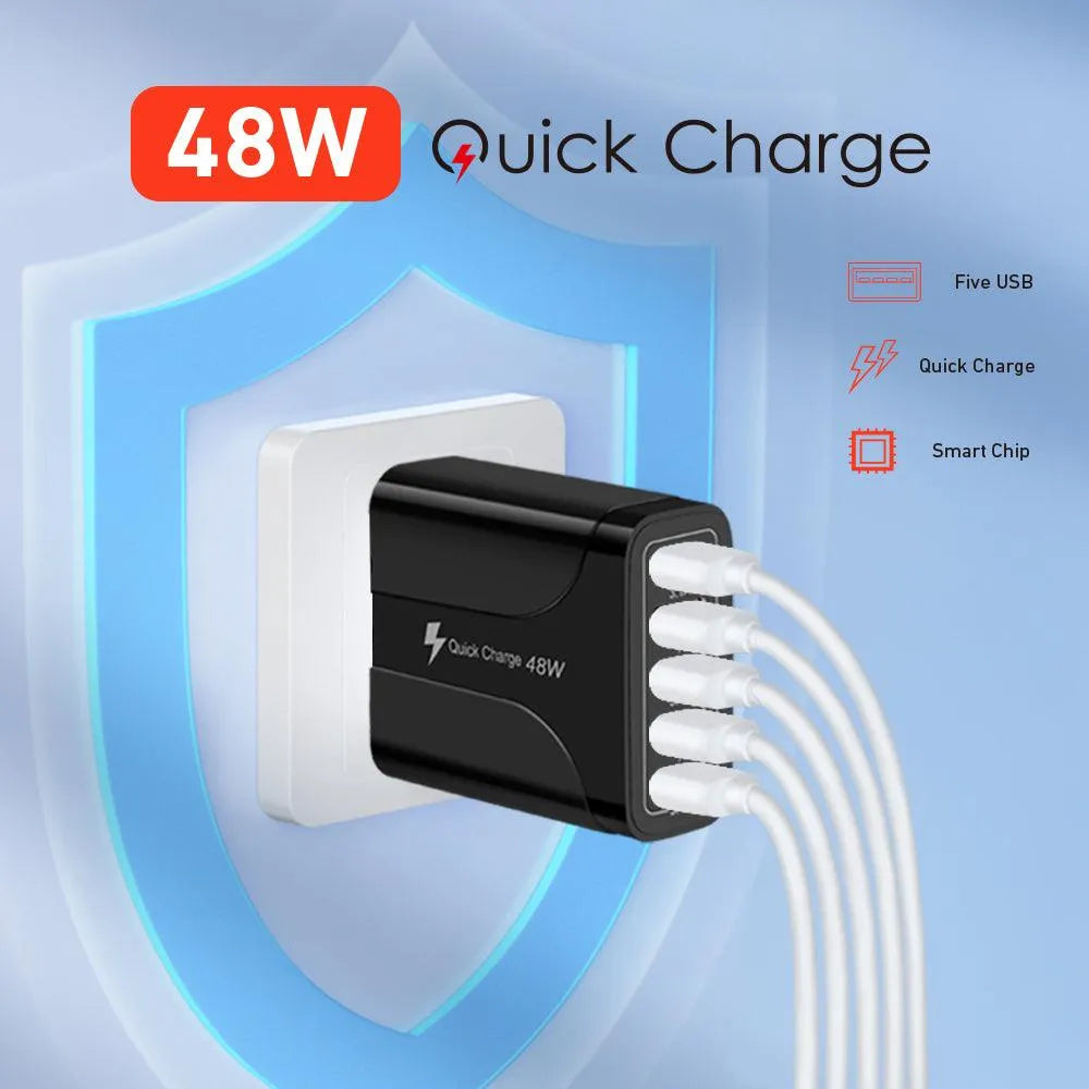 2 Pack of 5 Port Wall Charger Charge 5 Devices at Once! from PremiumBrandGoods