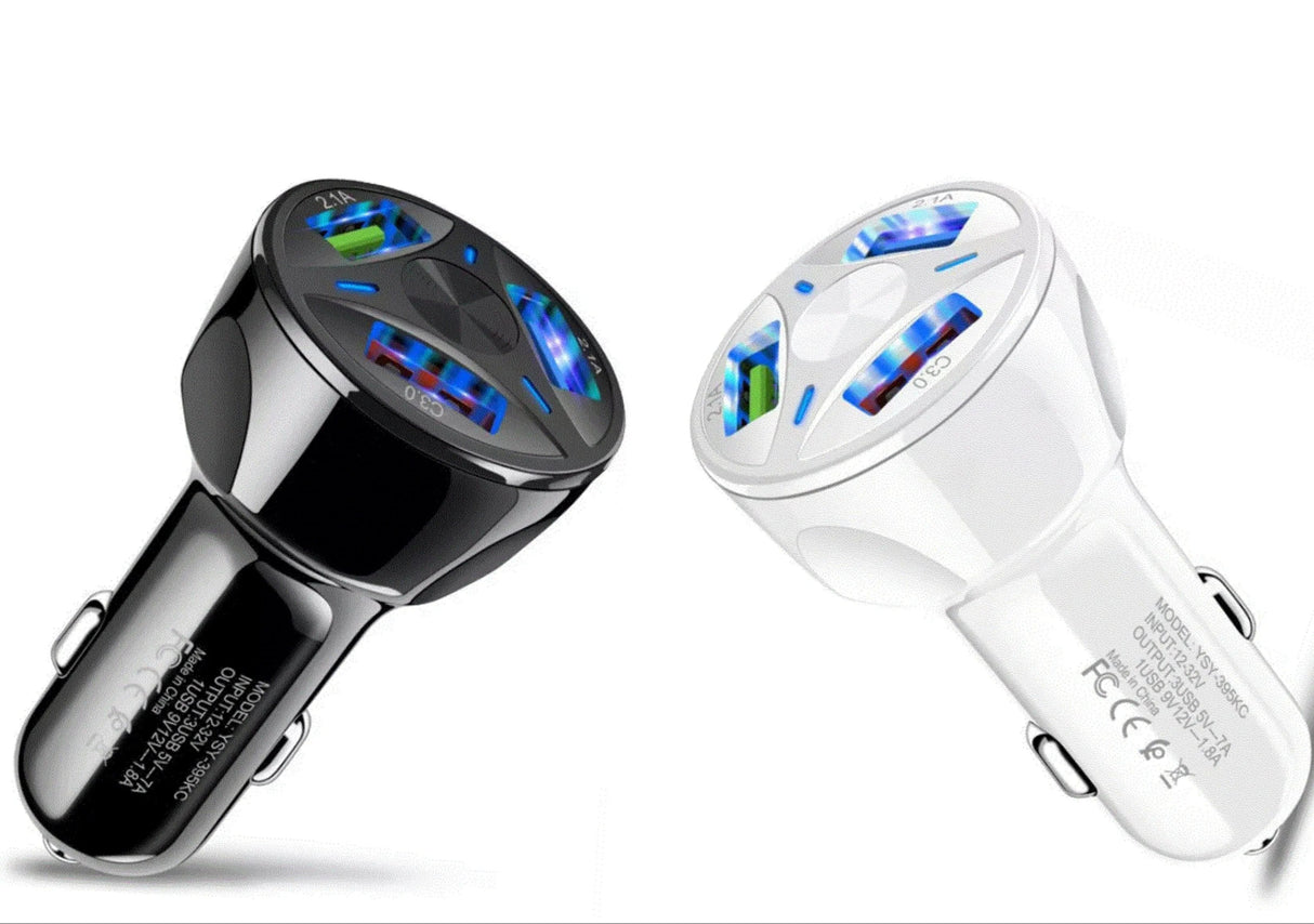 2 Pack PBG 3 Port USB Fast LED Car Charger For Devices from PremiumBrandGoods