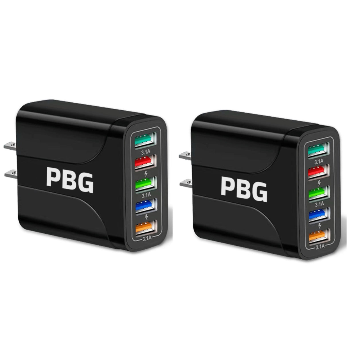 2 Pack PBG 5 Port Wall Charger Charge 5 Devices at Once! from PremiumBrandGoods