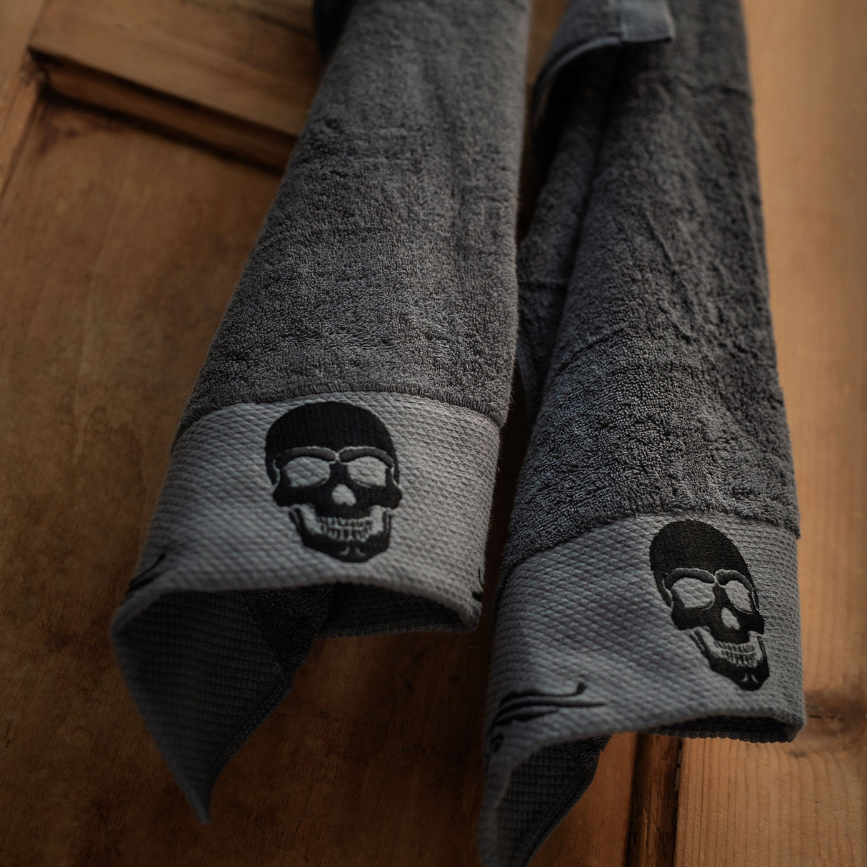 Gothic Skull Embroidery Hand Towel Set From Zapps Clothing