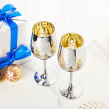 Crystal Christmas Tree Stemmed Wine & Water Glasses - Set of 2 - Holiday Themed Vibrant Gold Etched Winter Snow Wonderland Frosted Glass, Perfect For Seasonal Parties, Gifts for Him & Her Trees Décor from The Wine Savant