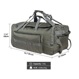 Tactical 140L Duffle Bag with Wheels and Backpack Straps