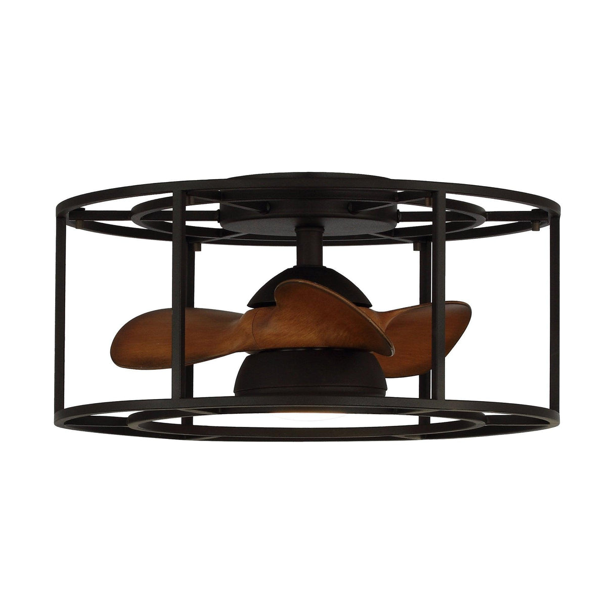 Kanpur Industrial 20" Flush Mount Reversible Ceiling Fan with LED Lighting and Remote Control From ParrotUncle