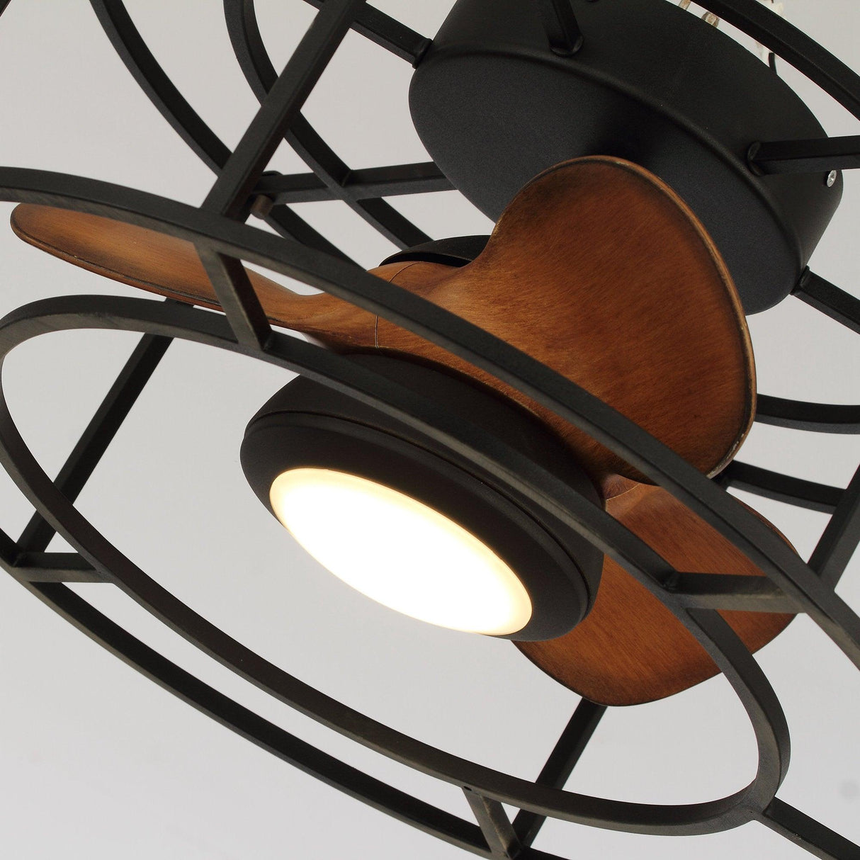 Kanpur Industrial 20" Flush Mount Reversible Ceiling Fan with LED Lighting and Remote Control From ParrotUncle