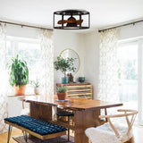 Kanpur Industrial 20" Flush Mount Reversible Ceiling Fan with LED Lighting and Remote Control From ParrotUncle