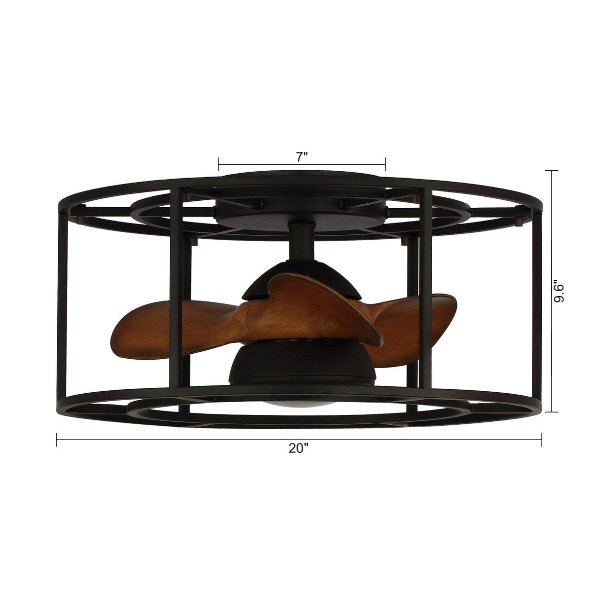 Kanpur Industrial 20" Flush Mount Reversible Ceiling Fan with LED Lighting and Remote Control From ParrotUncle