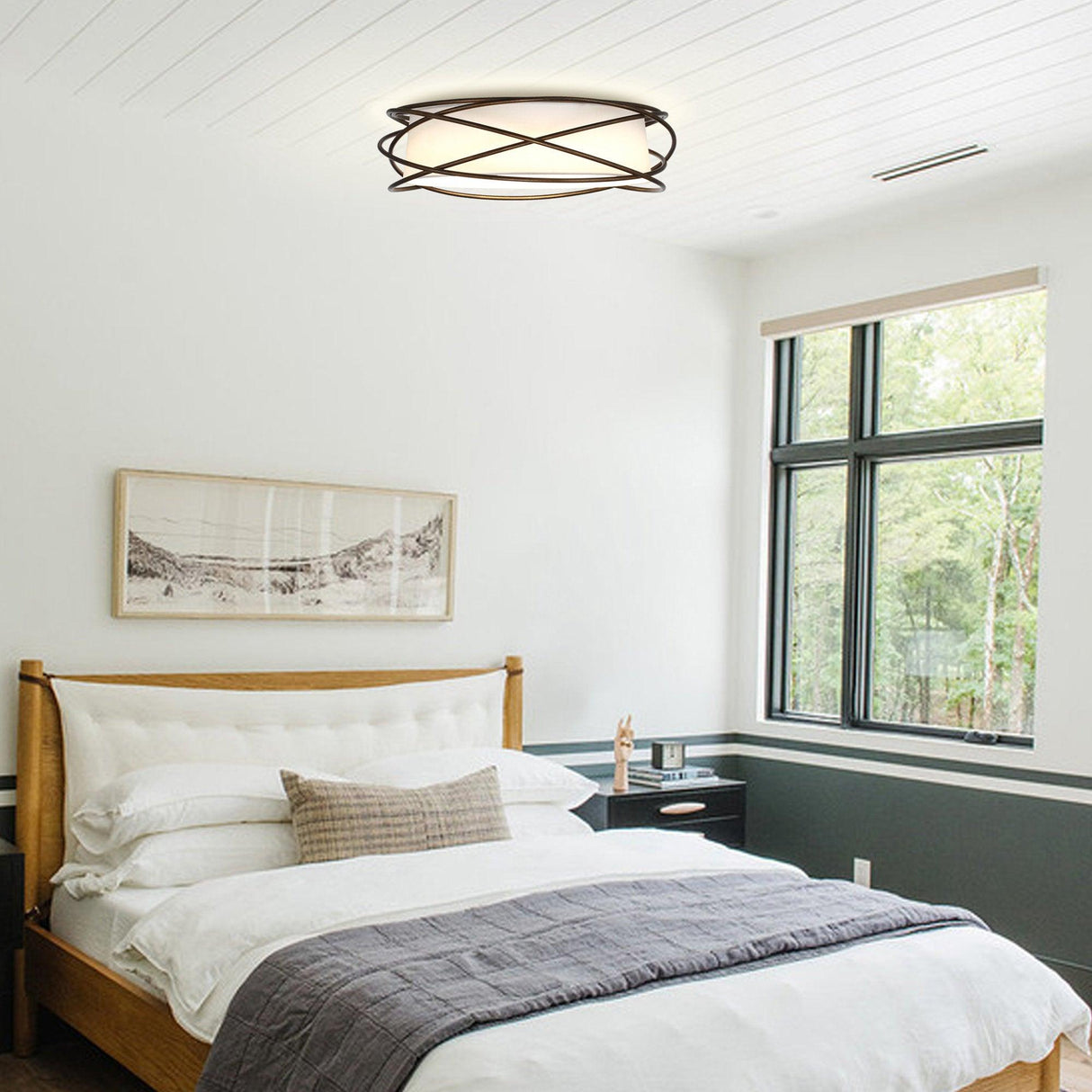 Modern Brown 20" LED Flush Mount Ceiling Light From ParrotUncle