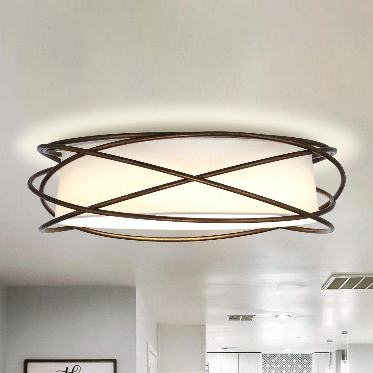 Modern Brown 20" LED Flush Mount Ceiling Light From ParrotUncle