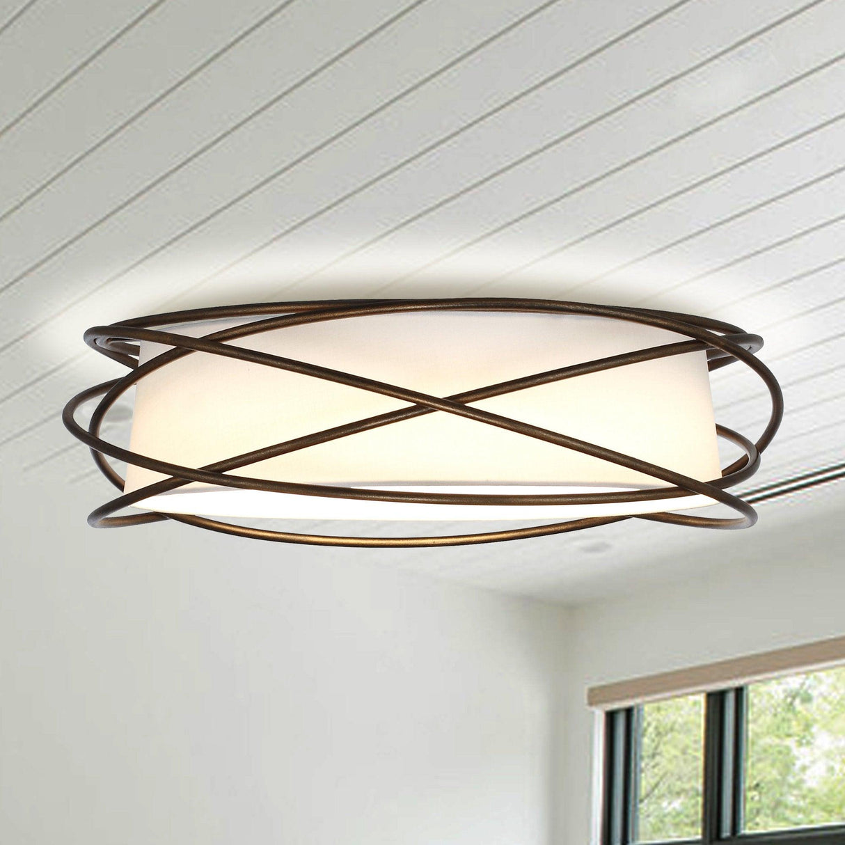 Modern Brown 20" LED Flush Mount Ceiling Light From ParrotUncle