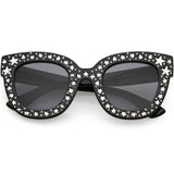 Women's Trendy Star Rhinestone Horned Rim Sunglasses C579 from zeroUV