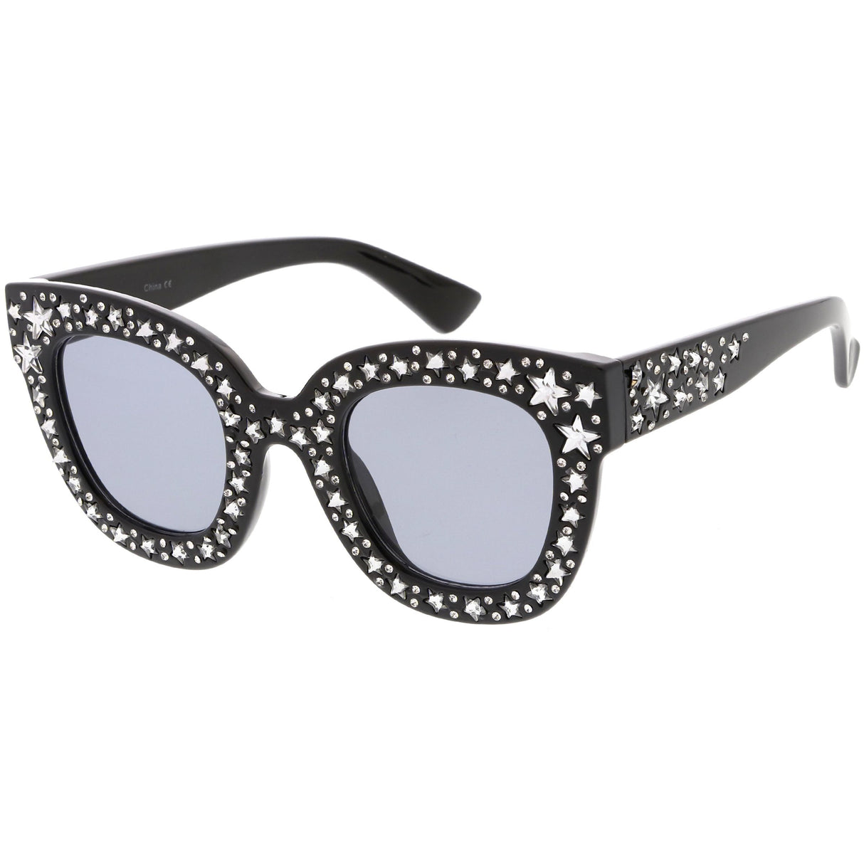 Women's Trendy Star Rhinestone Horned Rim Sunglasses C579 from zeroUV
