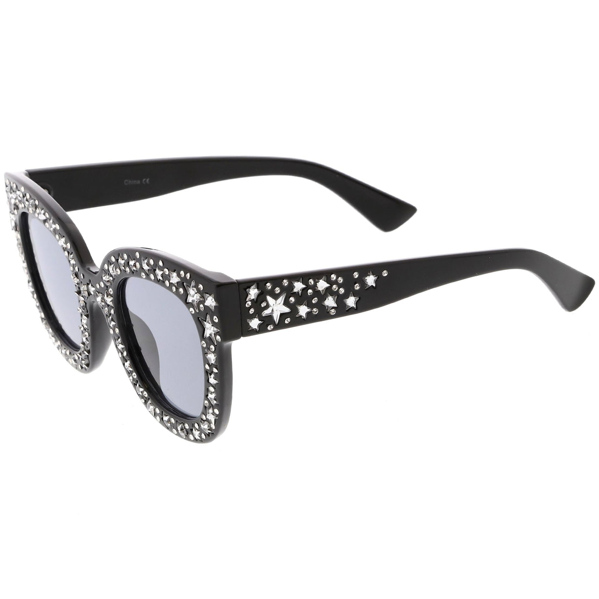 Women's Trendy Star Rhinestone Horned Rim Sunglasses C579 from zeroUV